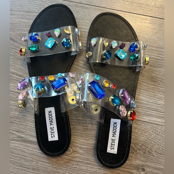 Steve Madden Clear Lucite Shani Jewel Sandals - 9.5 - Picture 3 of 6